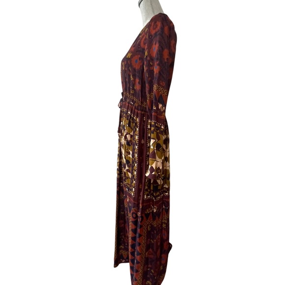Louizon maxi dress bohemian vintage pattern ethnic floral print midi - Picture 3 of 9